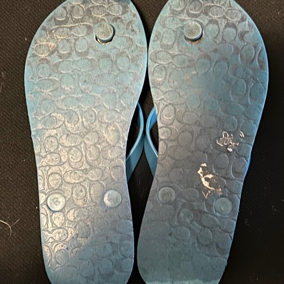 Coach Womens Flip Flops Blue with Silver Hardware Size 6 - Picture 3 of 3